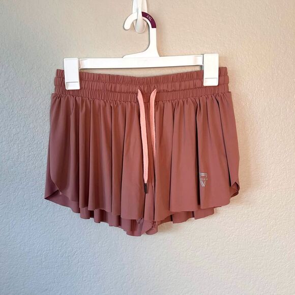 Keiki Kona Pants - Keiki Kona Womens Medium Flowy 2-in-1 Fitness Shorts Mauve Pink Built-in Liner M